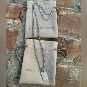 David Yurman Diamond Chevron Tag Box Chain Necklace